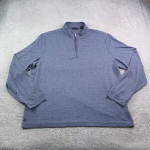 Scott Barber Sweater Mens XXL Blue Herringbone Quarter Zip Pullover Golf Classic